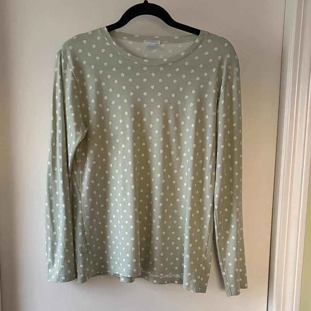 Lake Pima Cotton Polka Dot Long Sleeve Top M